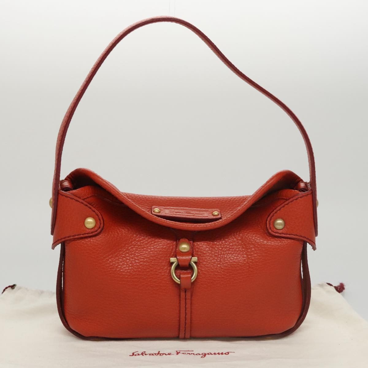 Salvatore Ferragamo Gancini Orange Leather Handbag (Pre-Owned) Size ONE SIZE - 16 Thumbnail