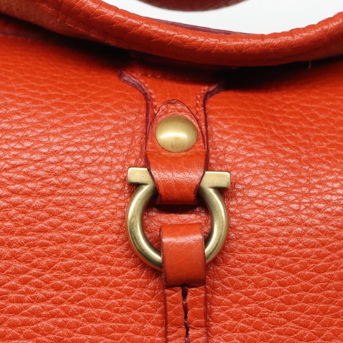 Salvatore Ferragamo Gancini Orange Leather Handbag (Pre-Owned) Size ONE SIZE - 11 Thumbnail