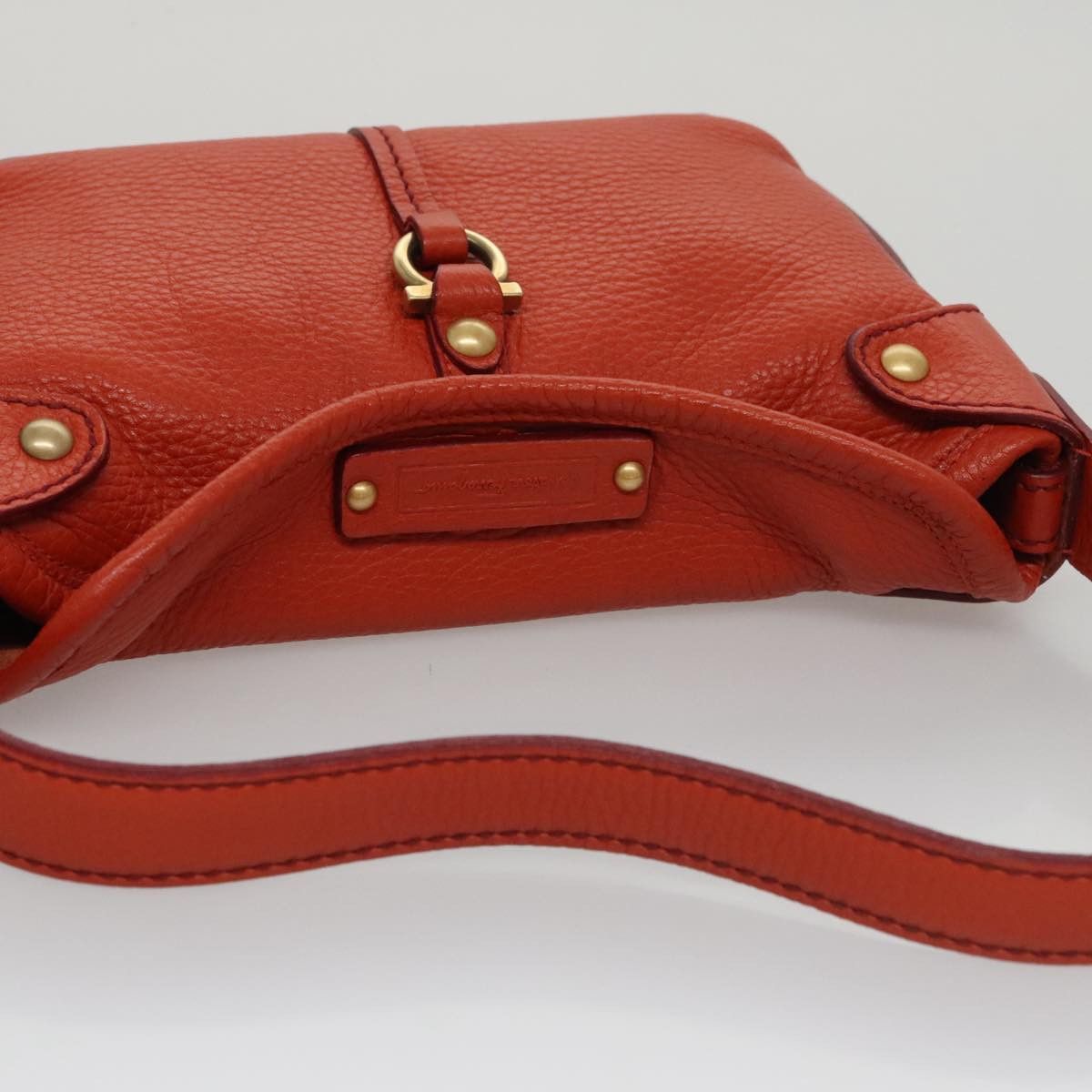 Salvatore Ferragamo Gancini Orange Leather Handbag (Pre-Owned) Size ONE SIZE - 5 Thumbnail