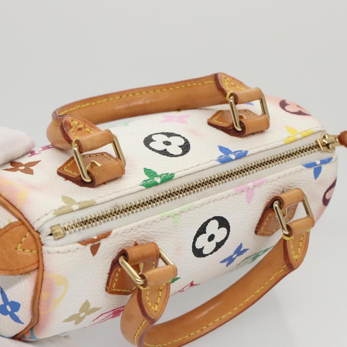 Louis Vuitton Mini Speedy White Canvas Handbag (Pre-Owned) Size ONE SIZE - 5 Thumbnail