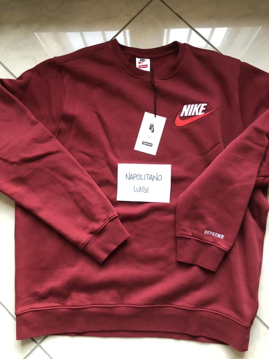 Nike Supreme Nike X Supreme Crewneck Burgundy Grailed