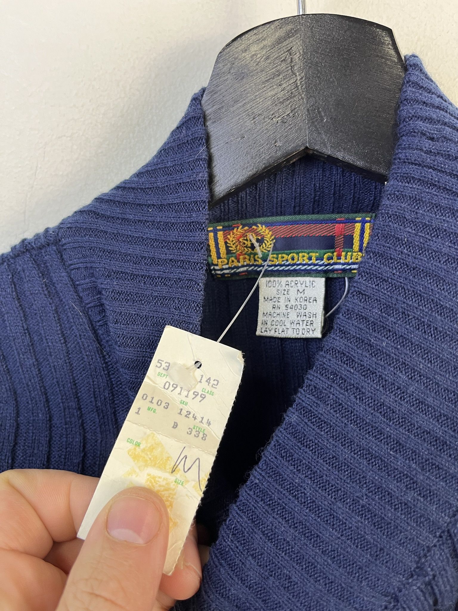 Other Vintage Knit Sweater 1990s Thick Knit Deadstock Paris Sport Club Ribbed Stretchy Womens Knit Size M Size US M / EU 48-50 / 2 - 2 Thumbnail