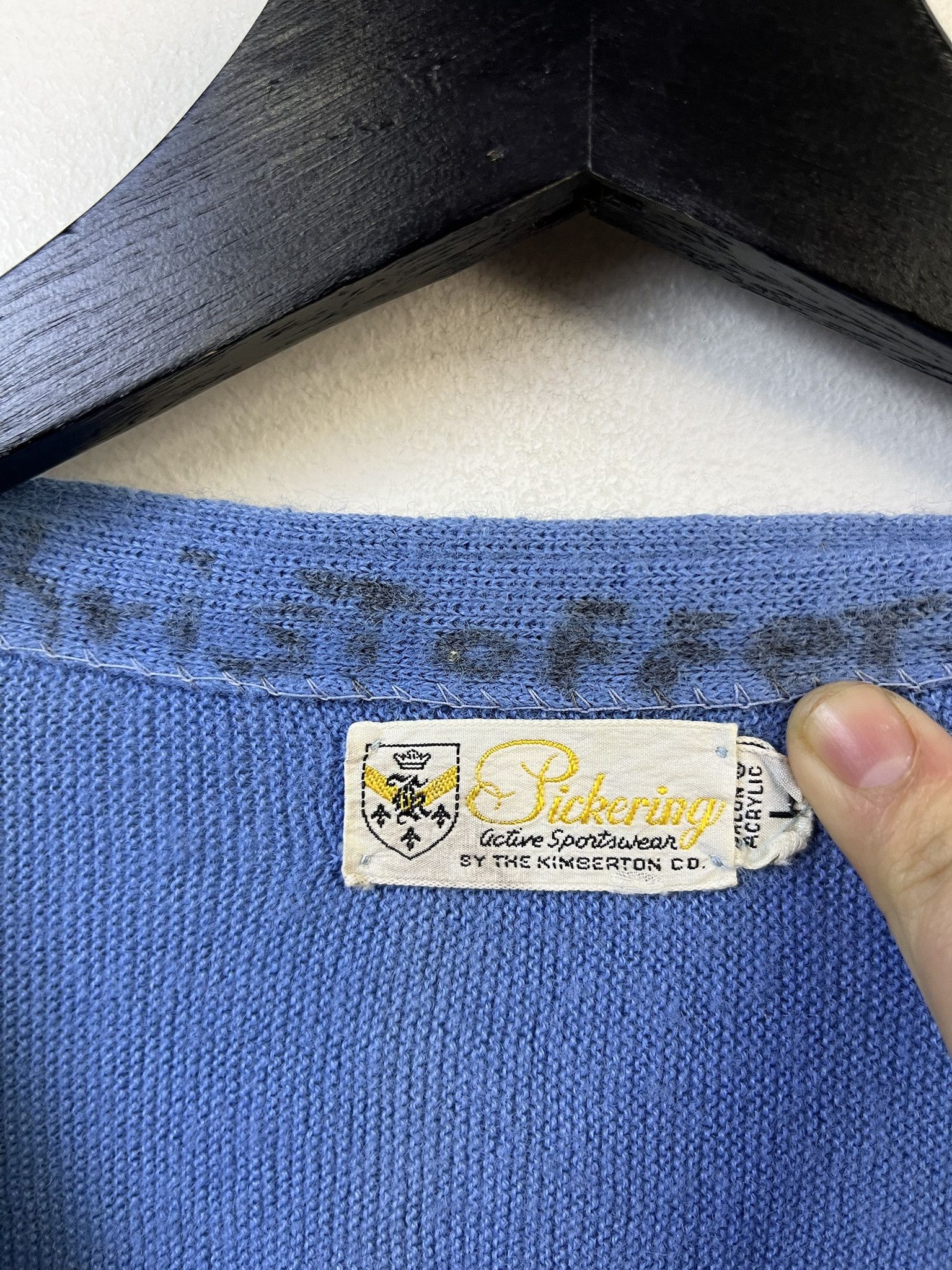 Other Vintage Knit Sweater 1990s Thick Knit Blue Finger Walk Knit Cardigan Size L Size US L / EU 52-54 / 3 - 2 Thumbnail