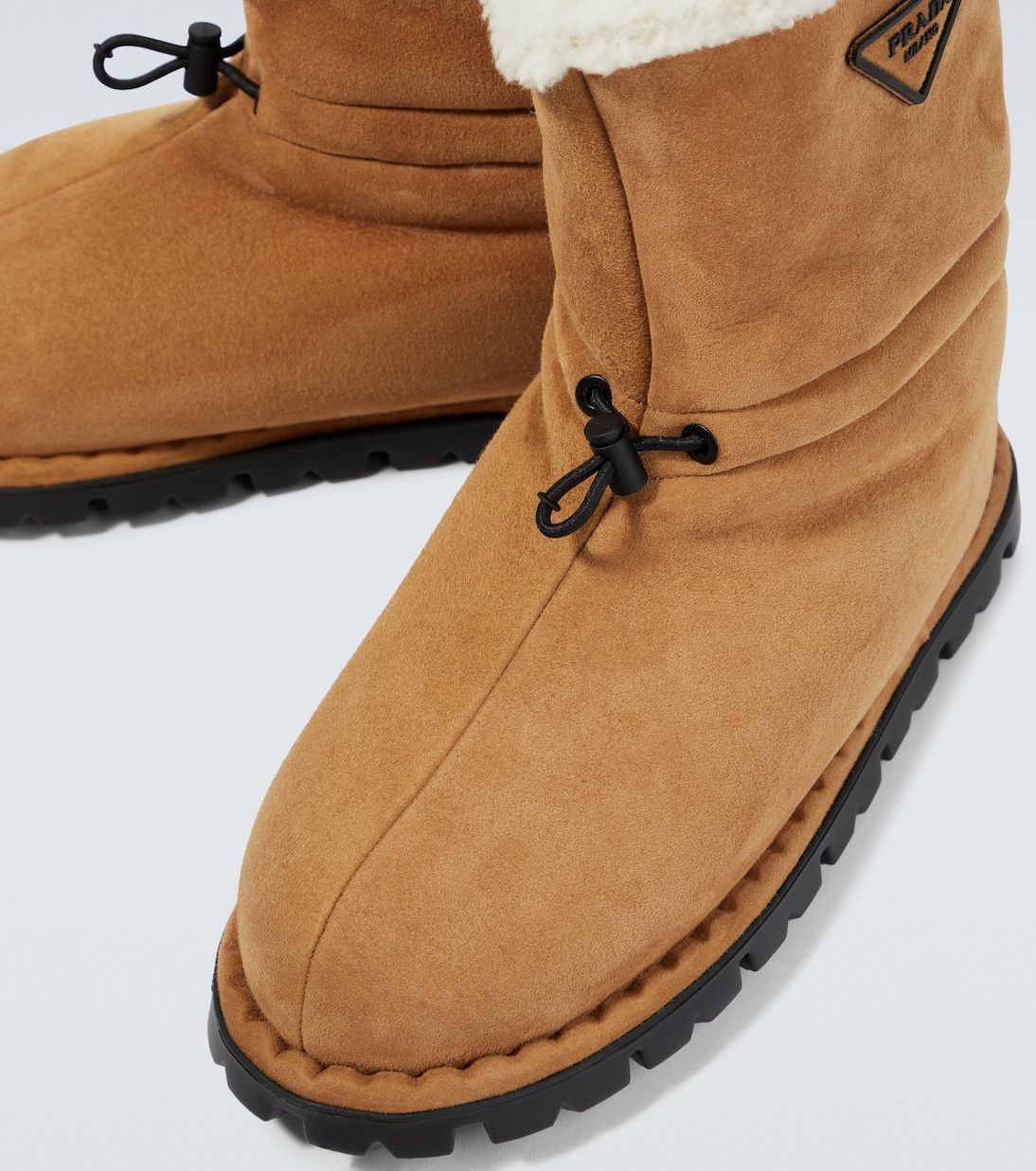 Prada Suede shearling-lined logo boots Size US 12 / EU 45 - 2 Thumbnail