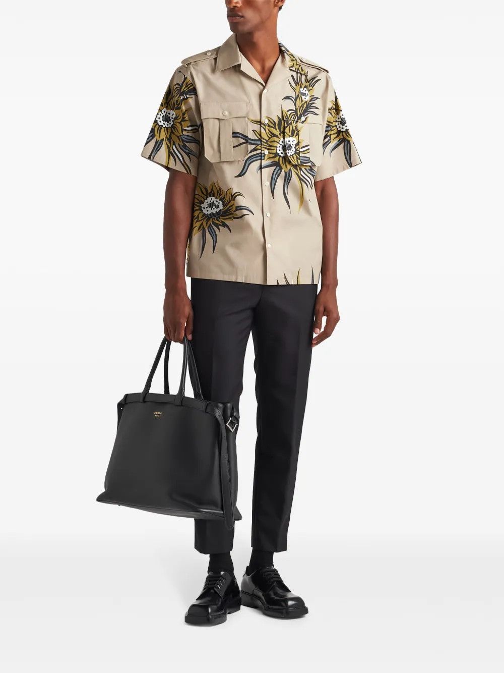 Prada short-sleeve floral-print cotton shirt Size US XS / EU 42 / 0 - 2 Thumbnail