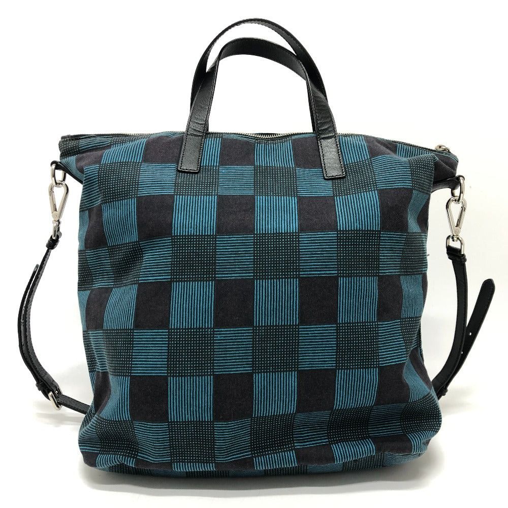 Prada Prada Triangle Logo Check 2 Way Bag Shoulder Diagonal Hanging (E.G. Of A Rocket) Tote Handbag Cotton Women Size ONE SIZE - 2 Thumbnail