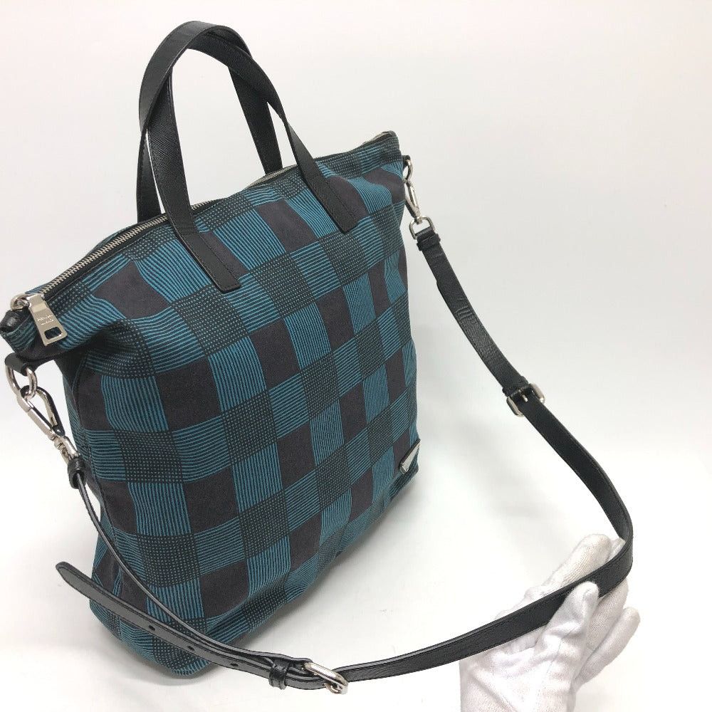 Prada Prada Triangle Logo Check 2 Way Bag Shoulder Diagonal Hanging (E.G. Of A Rocket) Tote Handbag Cotton Women Size ONE SIZE - 3 Thumbnail