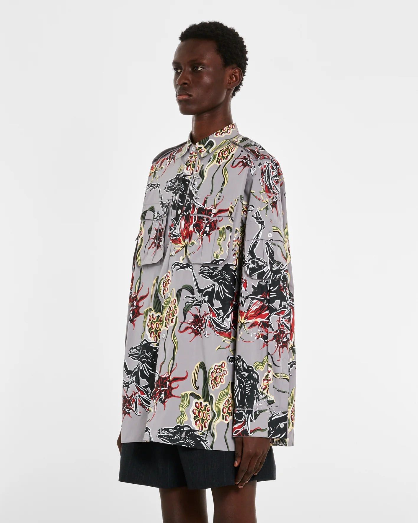 Prada Popeline Alien Printed Shirt Size US XS / EU 42 / 0 - 3 Thumbnail