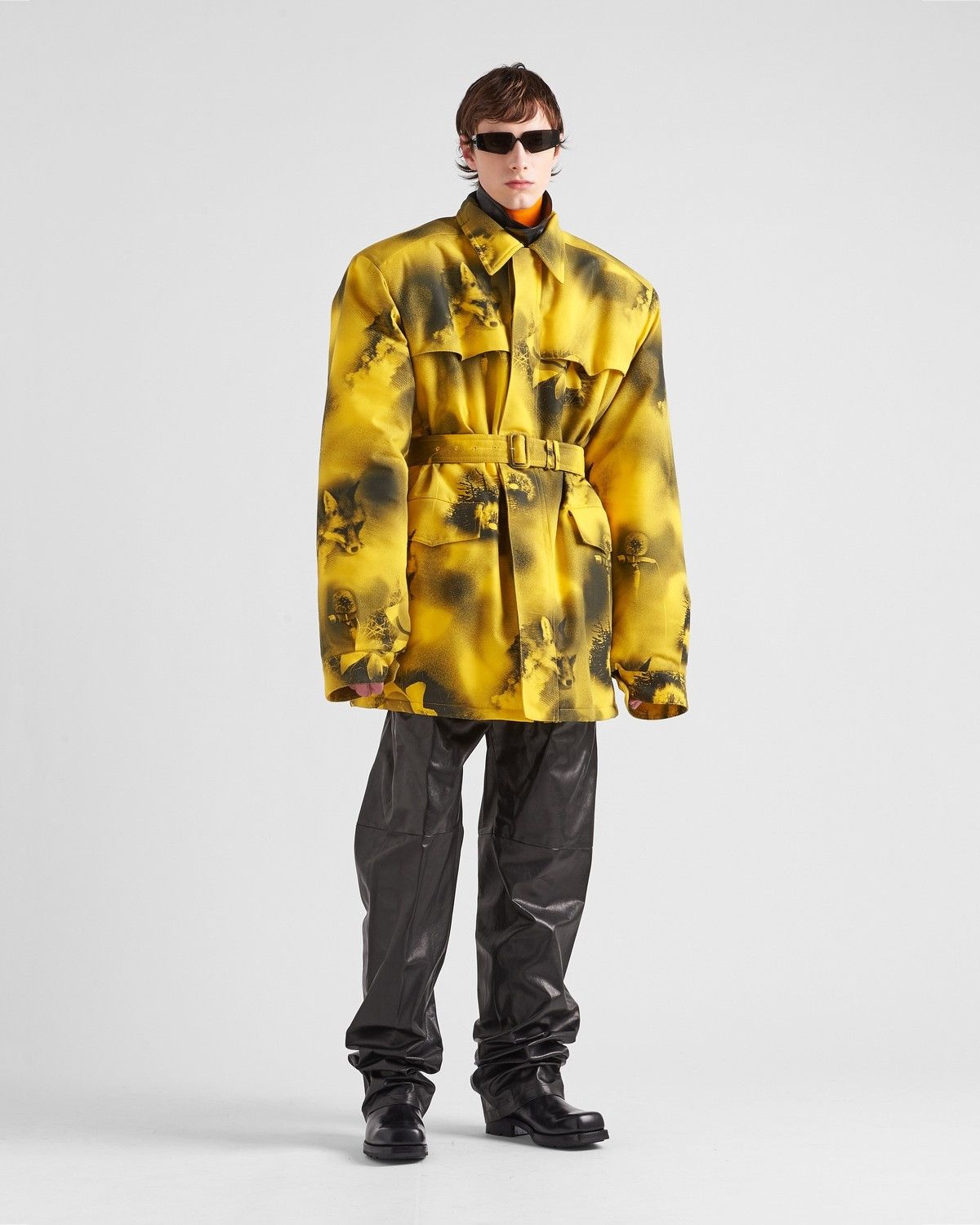 Prada $7K VALUE Printed Re-Nylon Parka in Black/Yellow Size US L / EU 52-54 / 3 - 2 Thumbnail