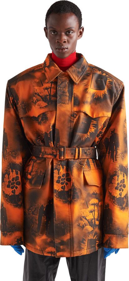 Prada $7K VALUE Printed Re-Nylon Parka in Black/Orange Size US XL / EU 56 / 4 - 2 Thumbnail