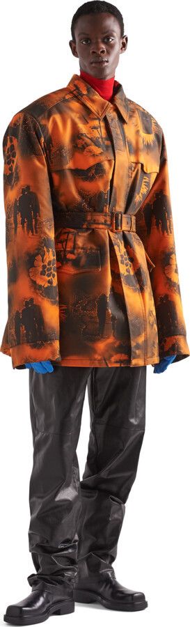 Prada $7K VALUE Printed Re-Nylon Parka in Black/Orange Size US XXL / EU 58 / 5 - 3 Thumbnail