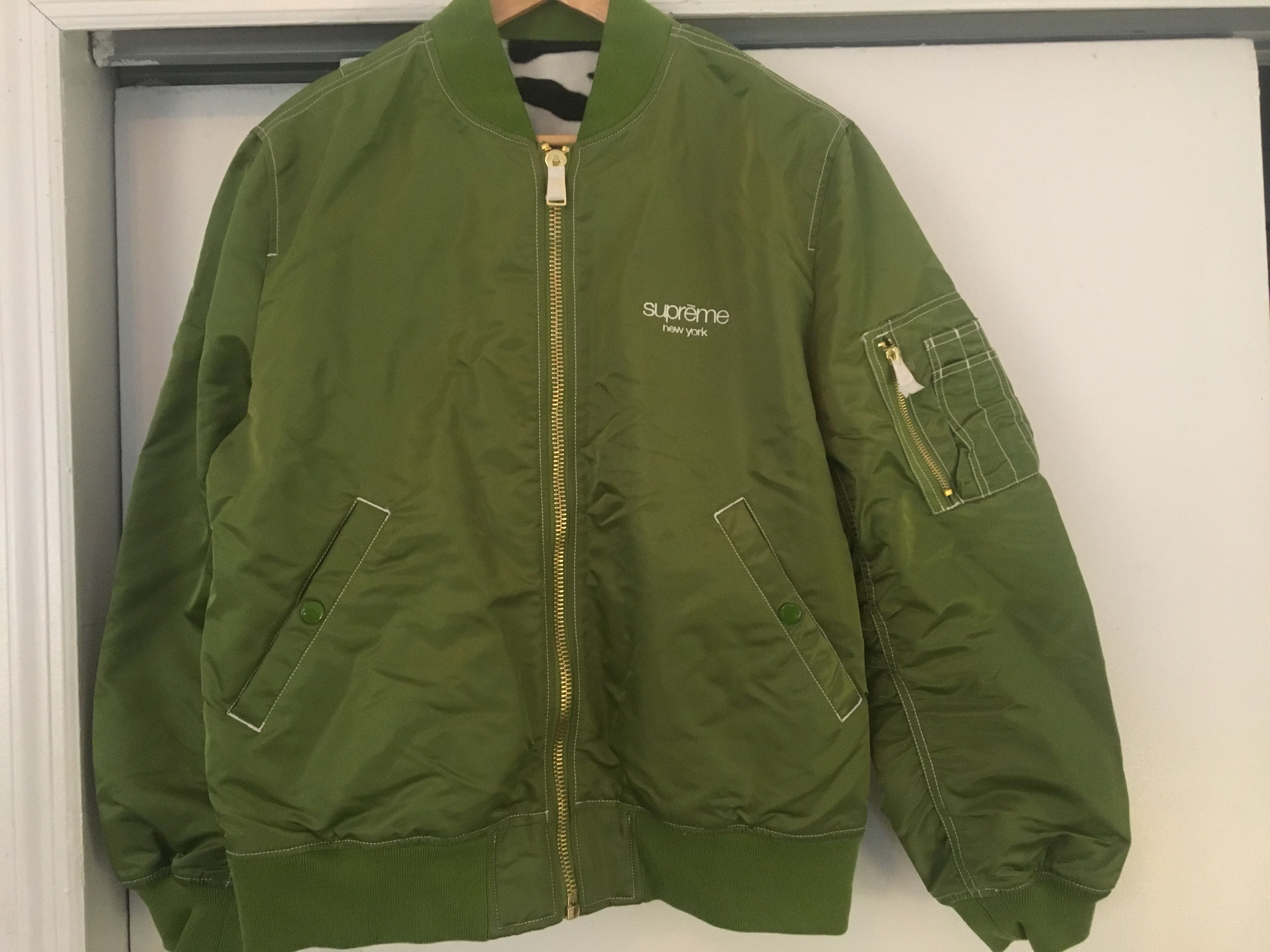 Supreme, Jackets & Coats, Supreme Ma Reversible Greenzebra Bomber
