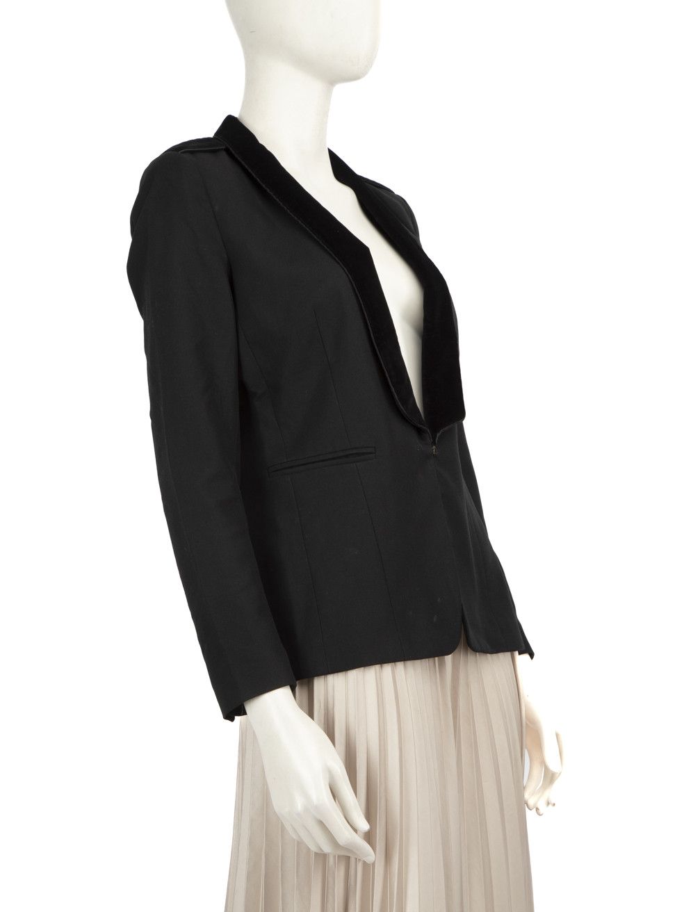 Sandro Black Velvet Collar Blazer Size M / US 6-8 / IT 42-44 - 2 Thumbnail