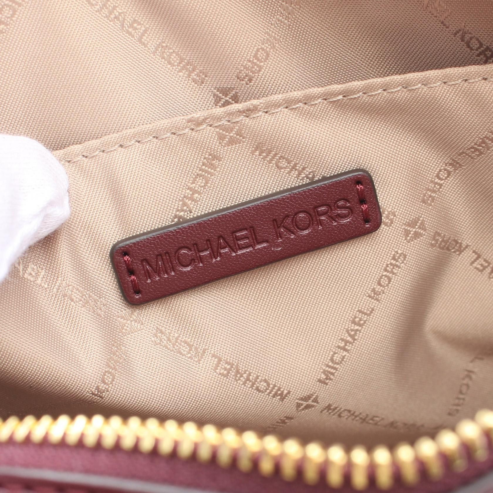 Michael Kors Michael Kors Jet Set Large Metallic Logo Jacquard Crossbody Bag Shoulder Leather Bordeaux Size ONE SIZE - 4 Thumbnail