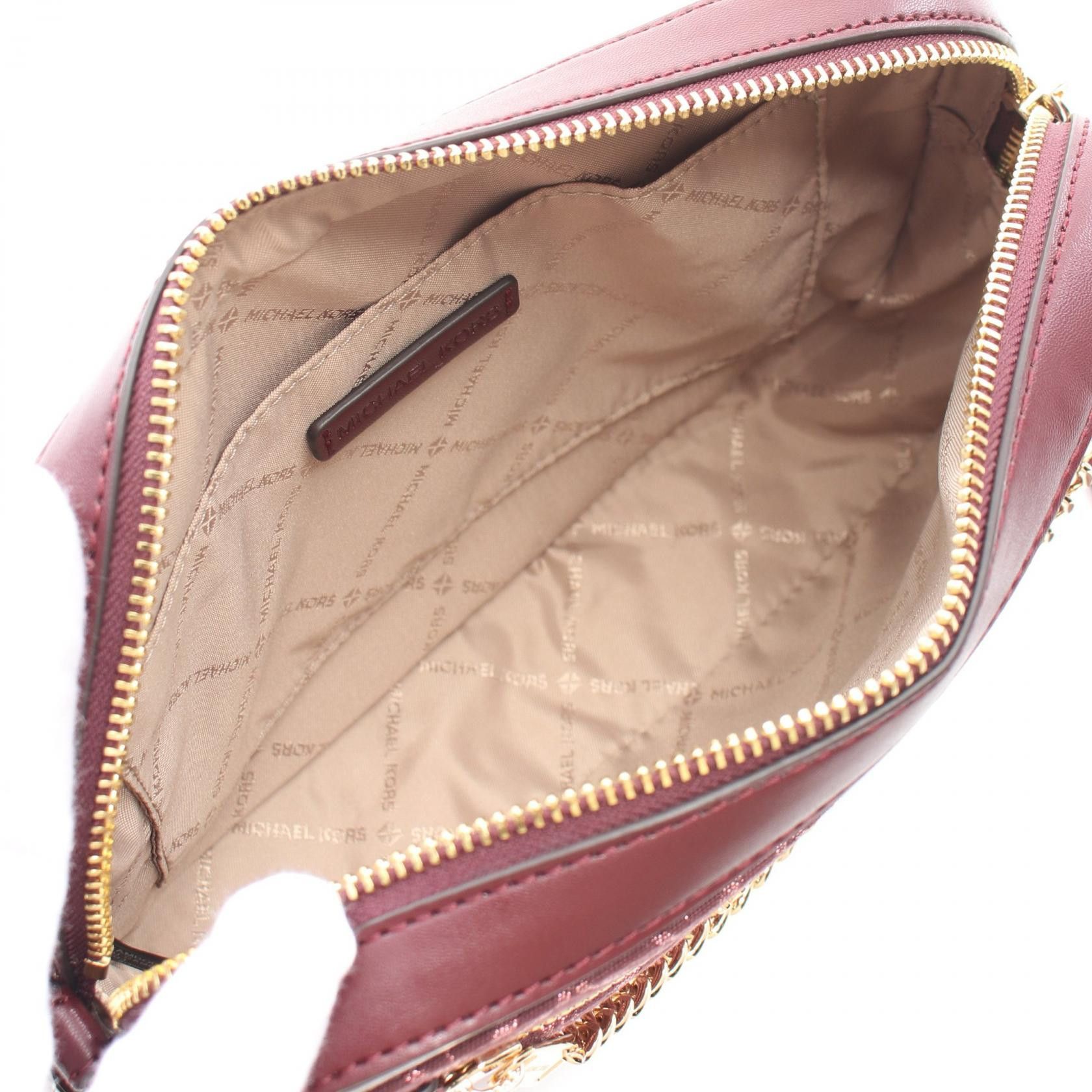 Michael Kors Michael Kors Jet Set Large Metallic Logo Jacquard Crossbody Bag Shoulder Leather Bordeaux Size ONE SIZE - 3 Thumbnail