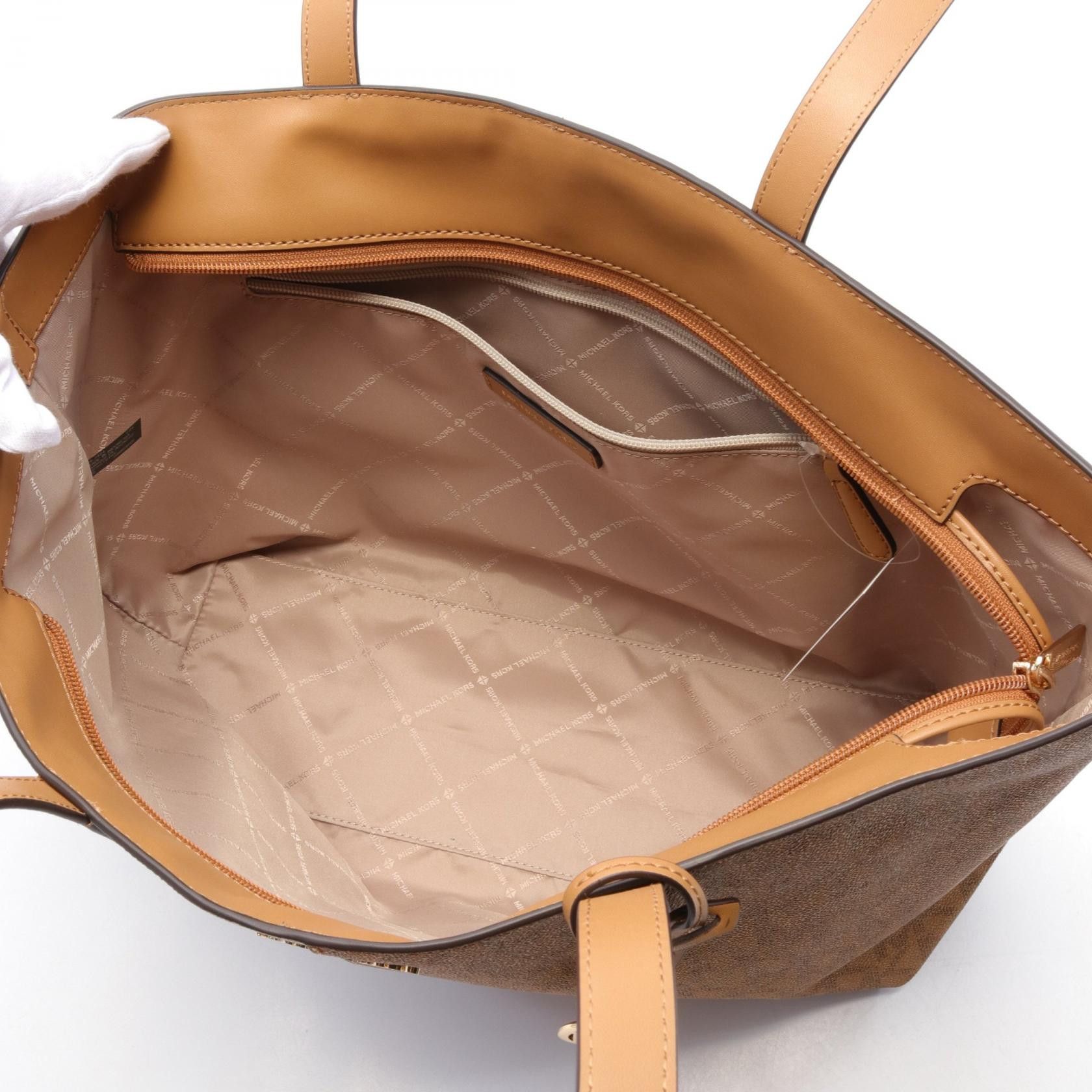 Michael Kors Michael Kors Jet Set Travel Handbag Tote Bag Coated Canvas Brown White Size ONE SIZE - 3 Thumbnail