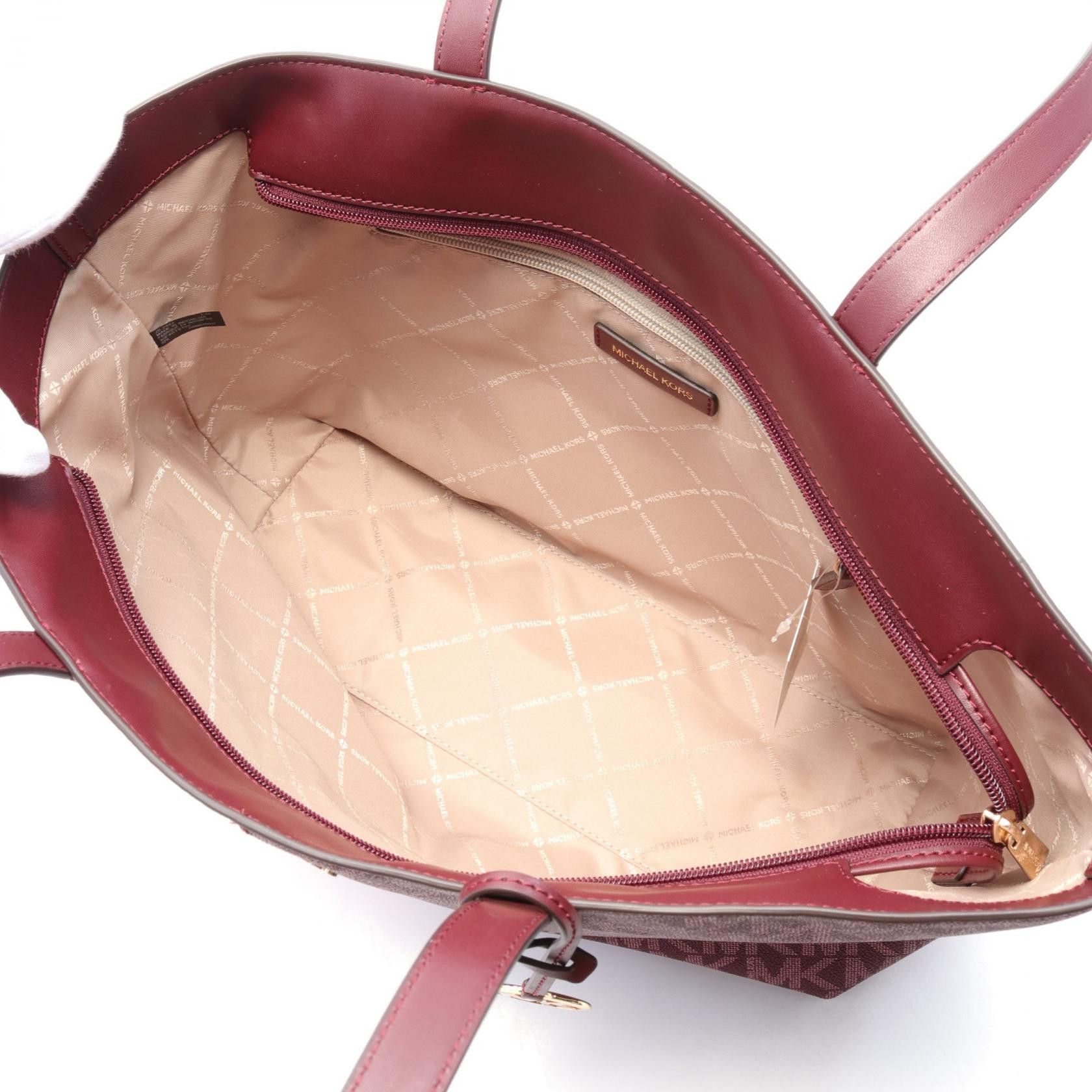 Michael Kors Michael Kors Jet Set Travel Handbag Tote Bag Coated Canvas Leather Pink Bordeaux Size ONE SIZE - 3 Thumbnail