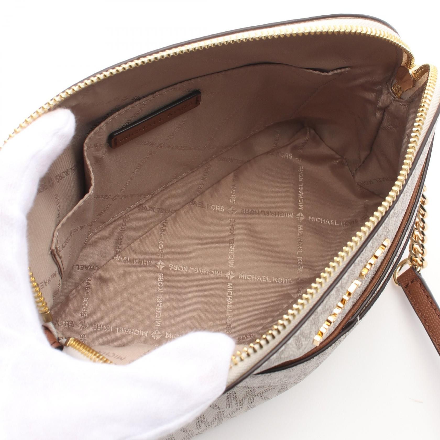 Michael Kors Michael Kors Jet Set Travel Shoulder Bag Coated Canvas Leather White Brown Size ONE SIZE - 3 Thumbnail