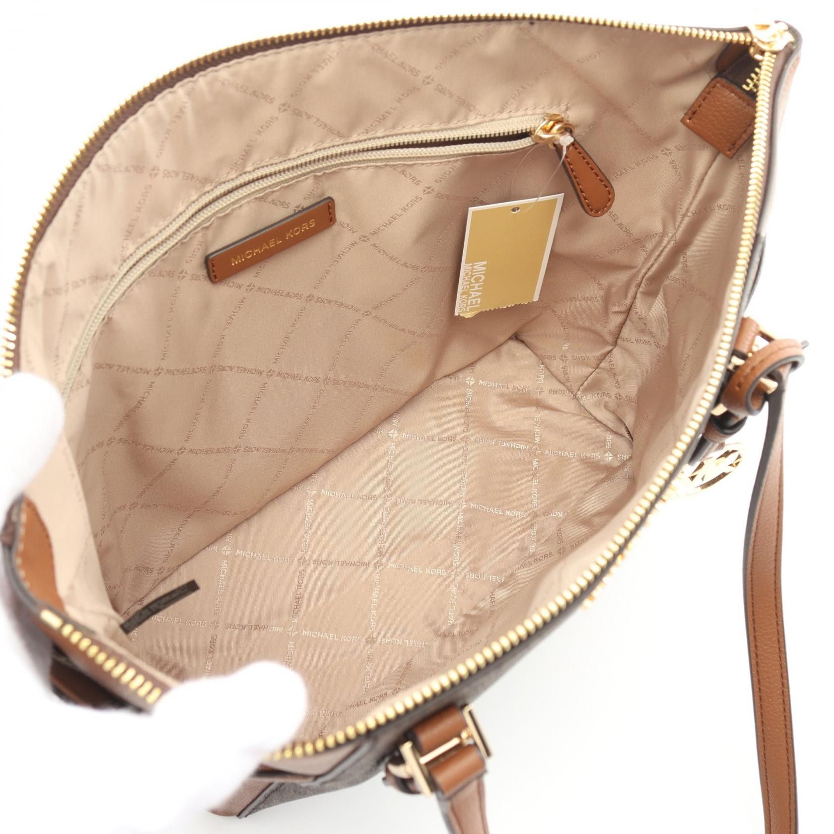 Michael Kors Michael Kors Charlotte Handbag Tote Bag Coated Canvas Leather Brown Size ONE SIZE - 3 Thumbnail