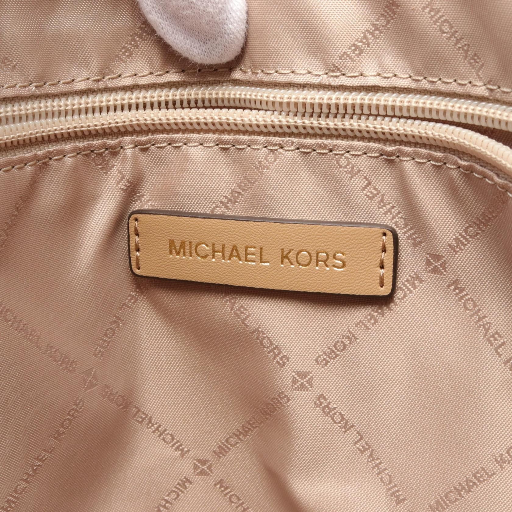 Michael Kors Michael Kors Charlotte Handbag Tote Bag Coated Canvas Leather White Gold Size ONE SIZE - 4 Thumbnail