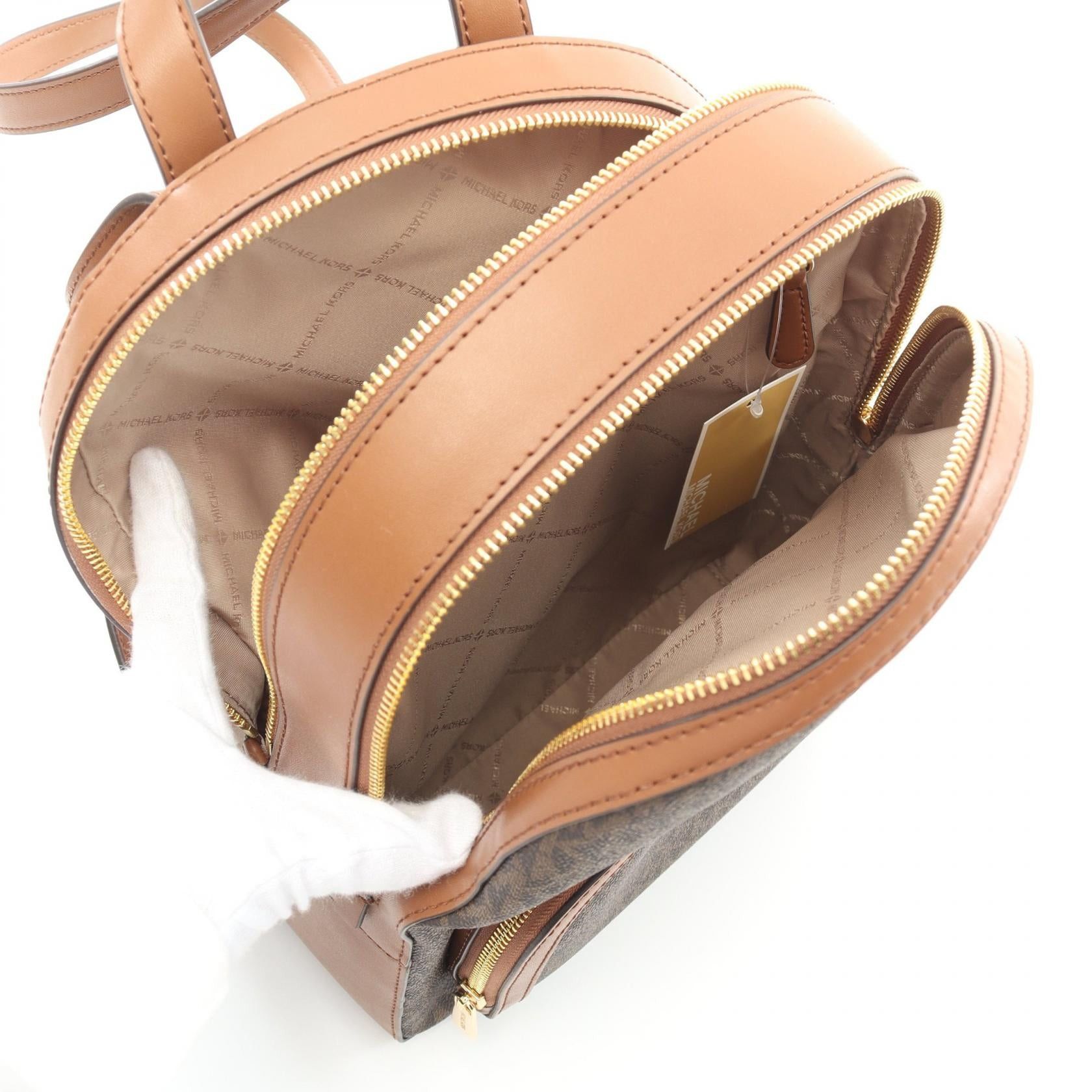 Michael Kors Michael Kors Jaycee Backpack Rucksack Coated Canvas Leather Brown Size ONE SIZE - 3 Thumbnail