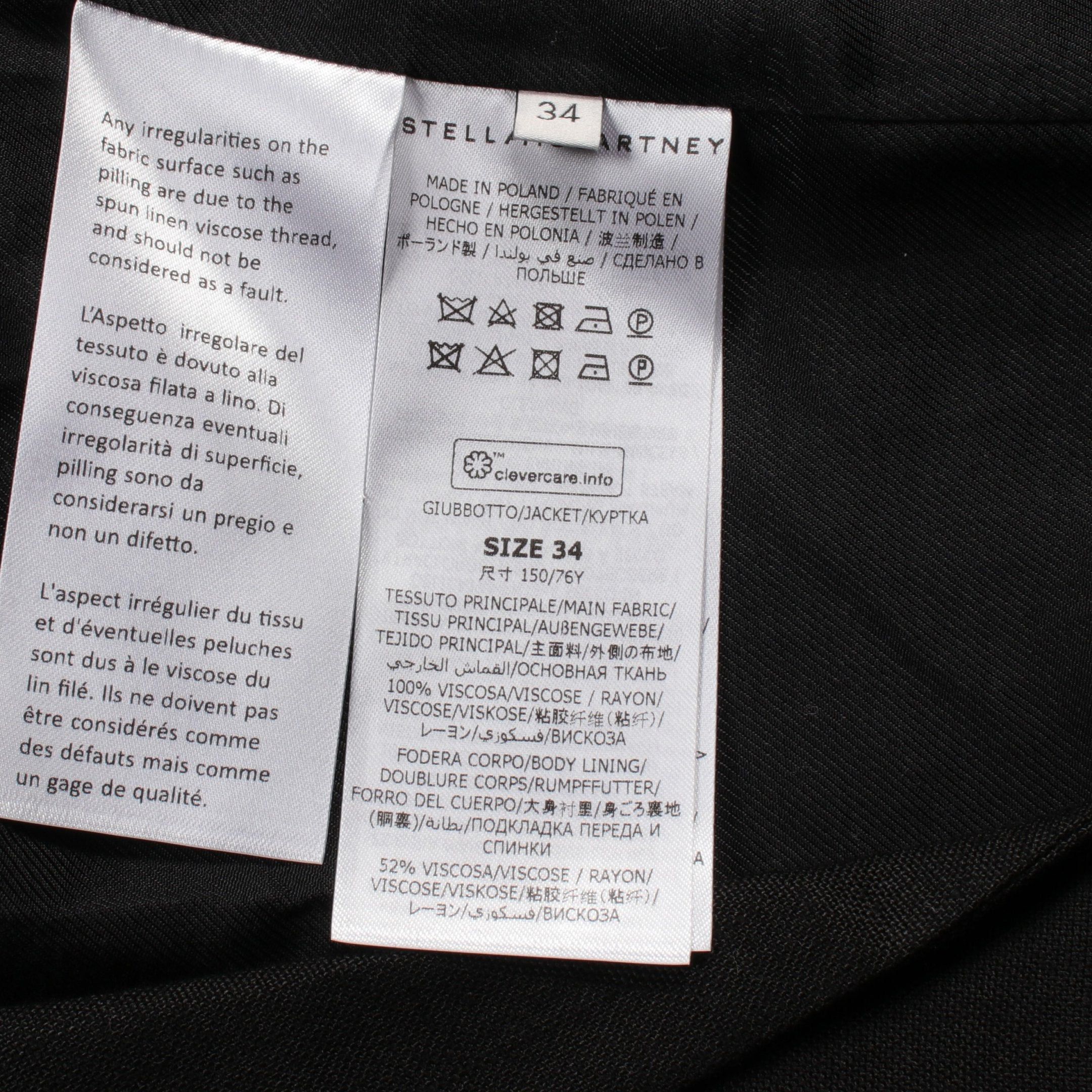 Stella McCartney Stella Mccartney Short Tailored Jacket Rayon Black Double Breasted Size ONE SIZE - 6 Thumbnail