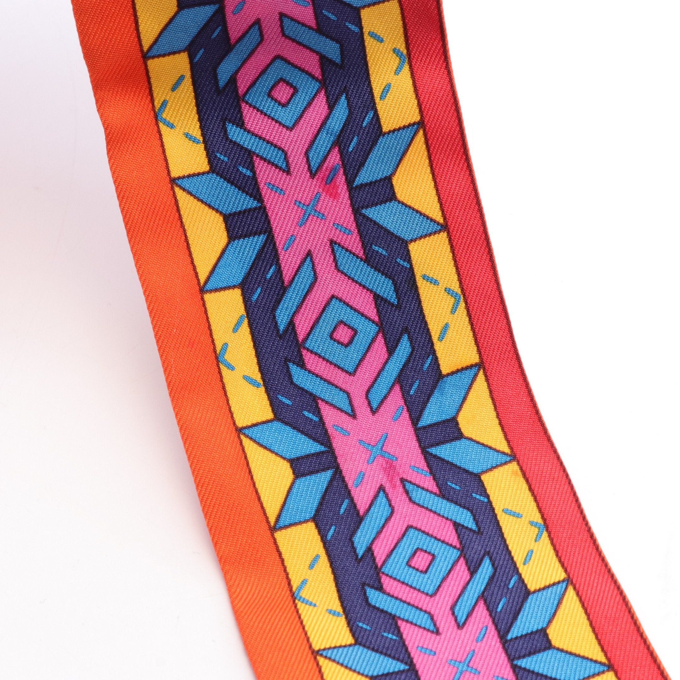 Hermes Hermes Twilly Balles Du Mexique Ribbon Scarf Silk Orange Red Multicolor Size ONE SIZE - 5 Thumbnail
