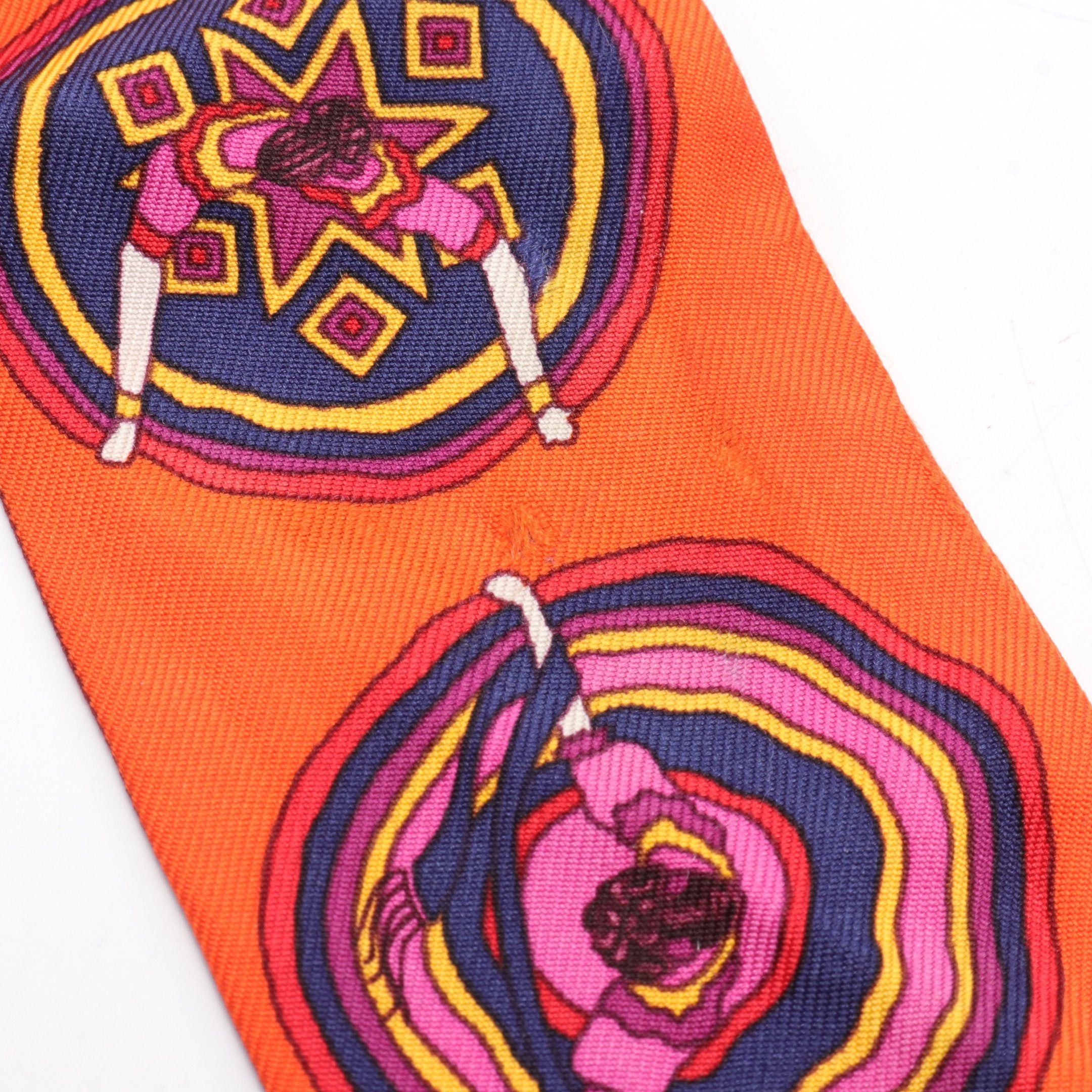 Hermes Hermes Twilly Balles Du Mexique Ribbon Scarf Silk Orange Red Multicolor Size ONE SIZE - 4 Thumbnail