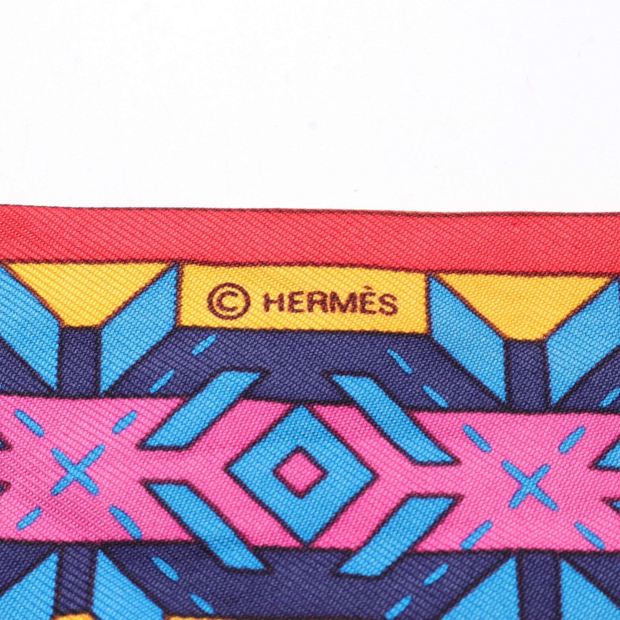 Hermes Hermes Twilly Balles Du Mexique Ribbon Scarf Silk Orange Red Multicolor Size ONE SIZE - 2 Thumbnail