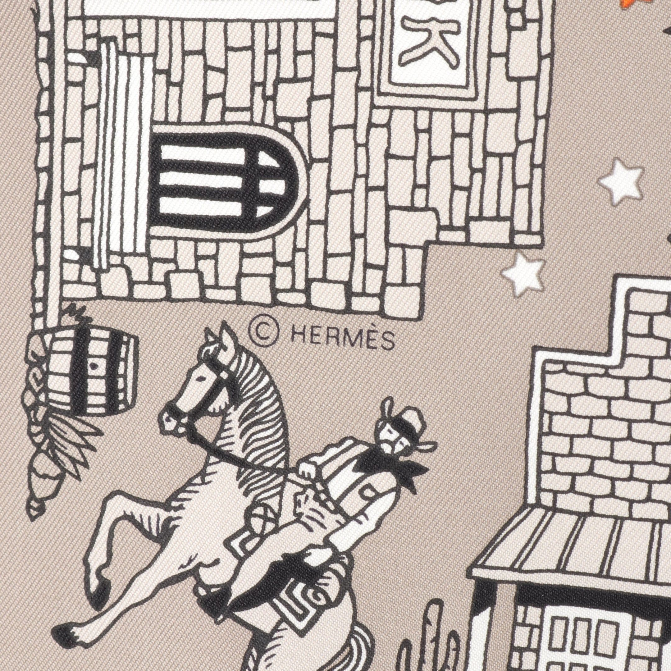 Hermes Hermes Carres 55 Hermes Paris Station Grisandle Bandana Scarf Silk Gray Multicolor Size ONE SIZE - 2 Thumbnail