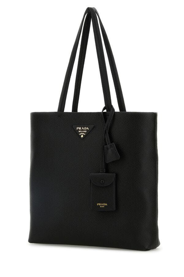 Prada Black Leather Shopping Bag Size ONE SIZE - 4 Thumbnail