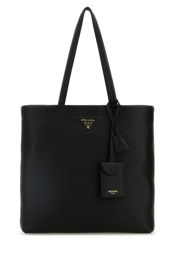 Prada Black Leather Shopping Bag Size ONE SIZE - 3 Thumbnail