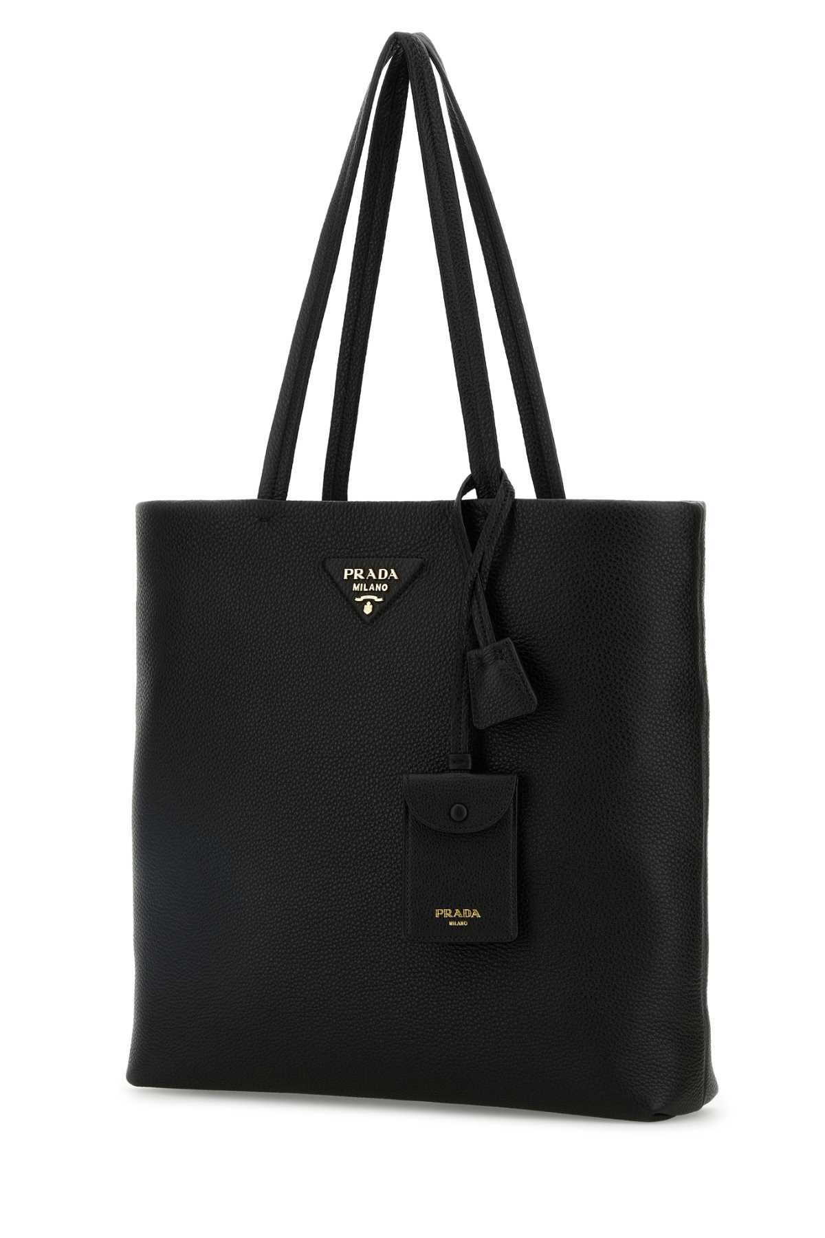 Prada Black Leather Shopping Bag Size ONE SIZE - 2 Thumbnail