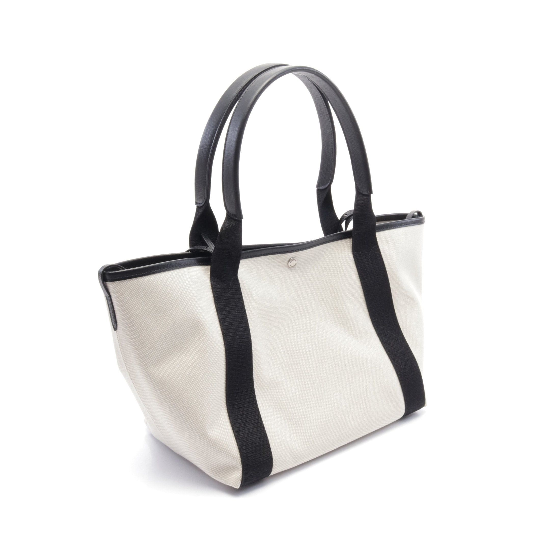 Balenciaga Balenciaga Biarritz Medium Tote Handbag Bag Logo Print Canvas Leather Ivory Black Size ONE SIZE - 2 Thumbnail