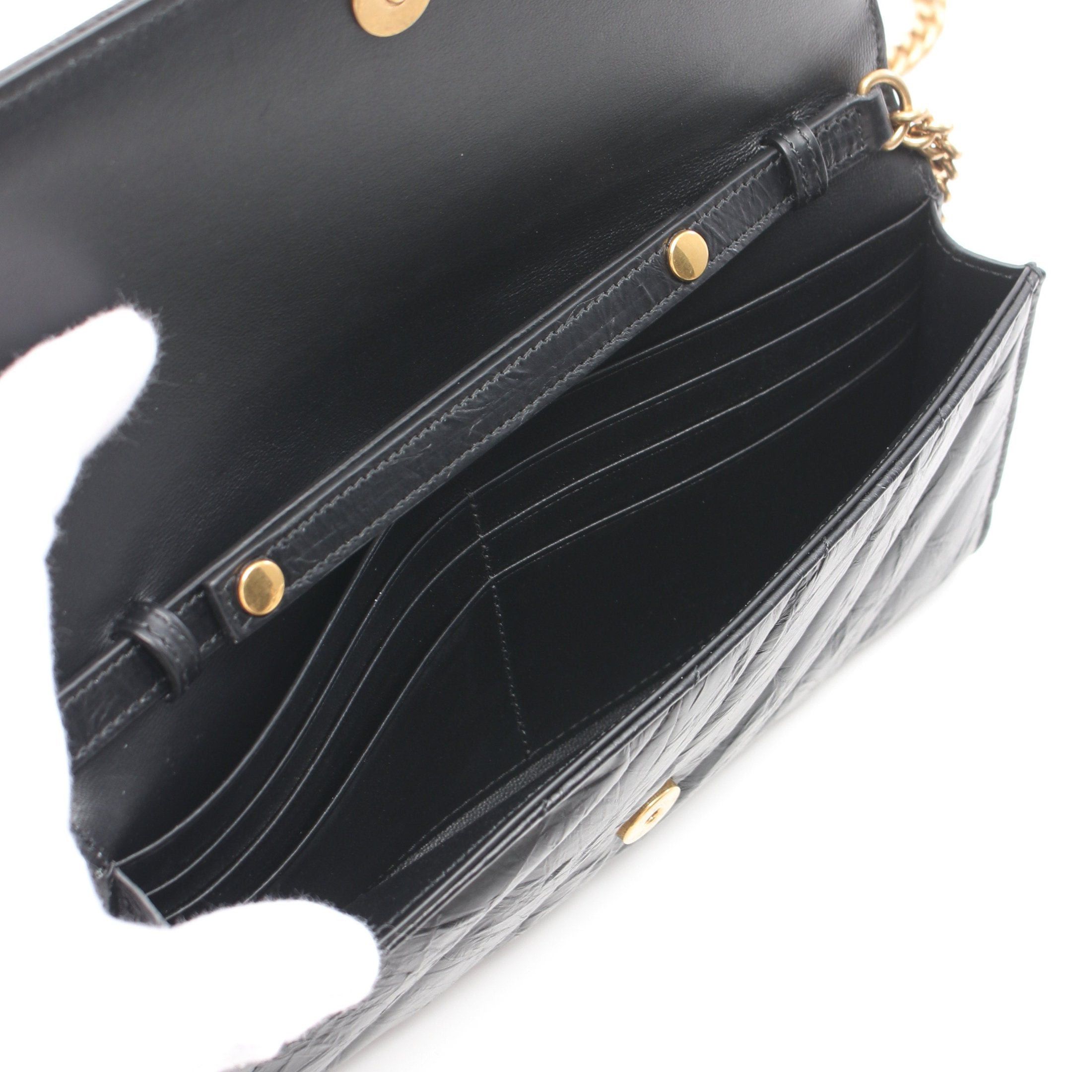Balenciaga Balenciaga Crush Clutch Bag Chain Wallet Leather Black Size ONE SIZE - 3 Thumbnail