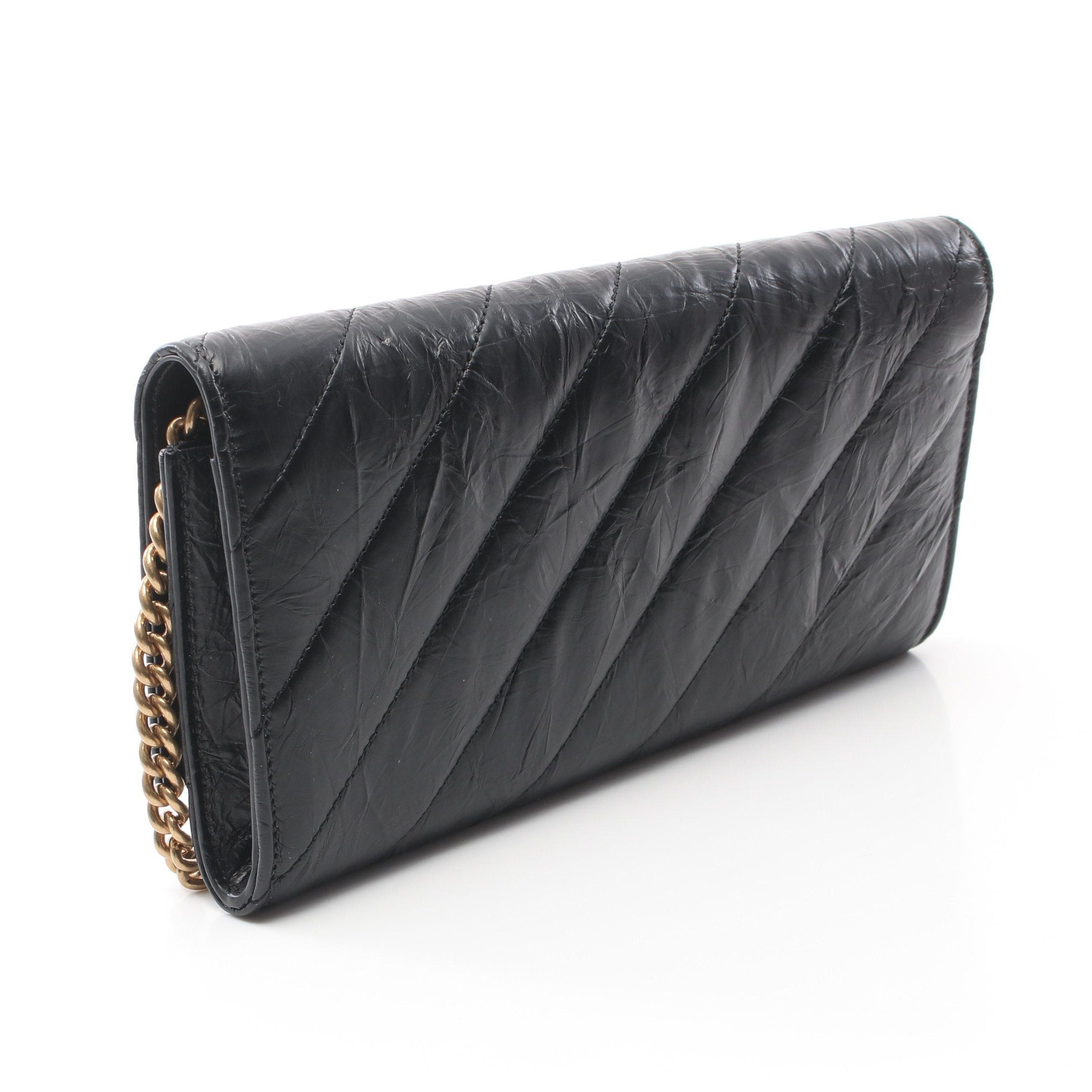 Balenciaga Balenciaga Crush Clutch Bag Chain Wallet Leather Black Size ONE SIZE - 2 Thumbnail