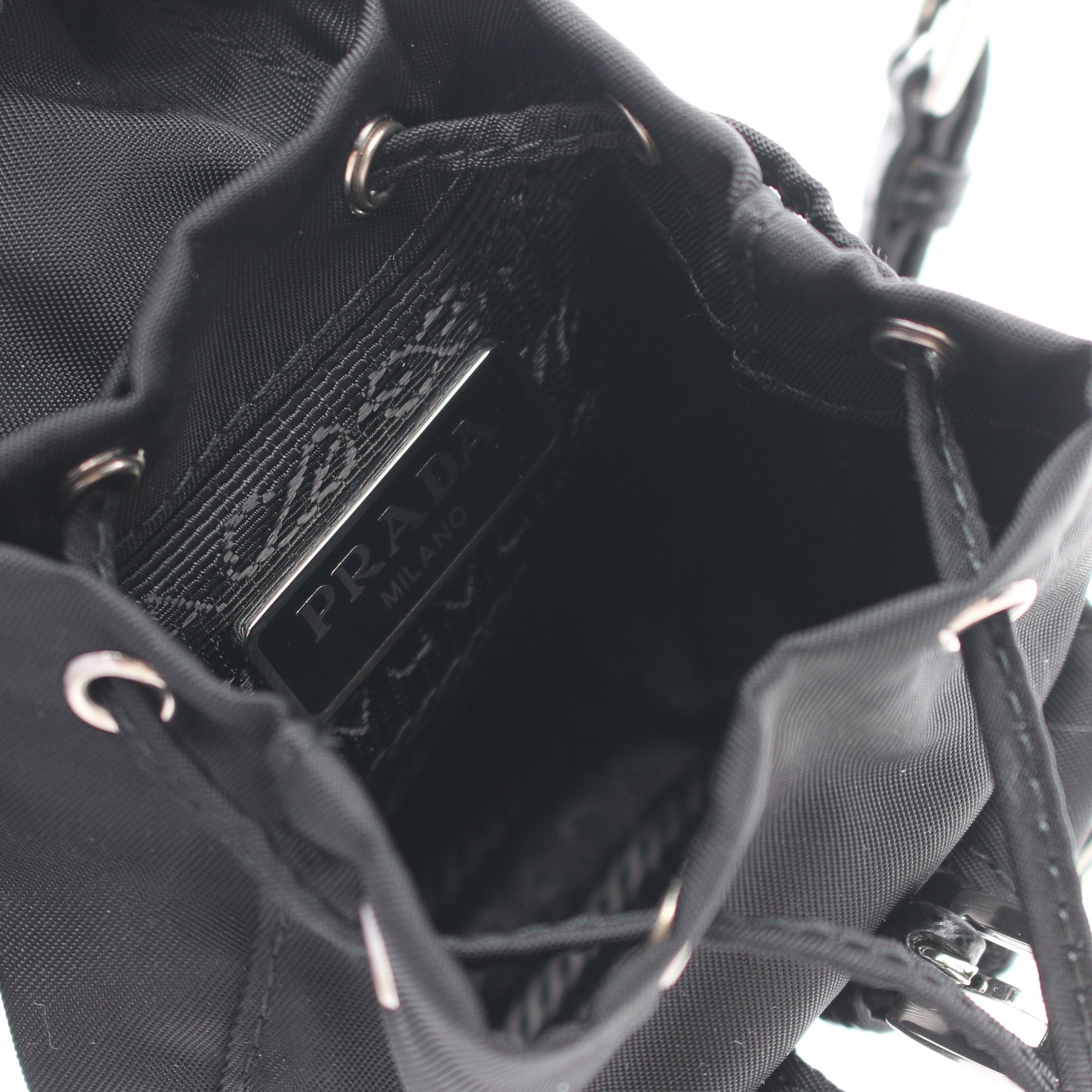 Prada Prada Tessuto Travel Backpack Bag Charm Key Ring Nylon Saffiano Leather Black Size ONE SIZE - 3 Thumbnail