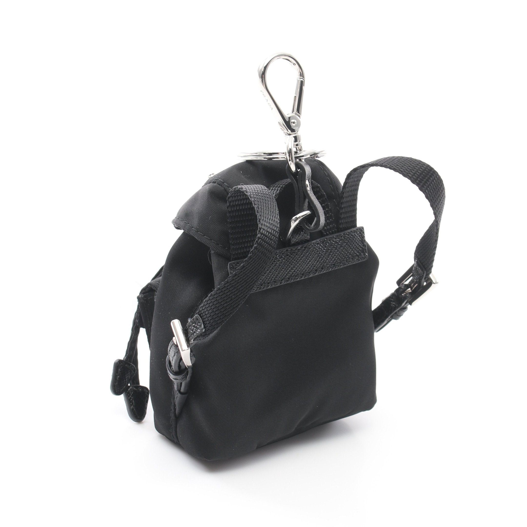 Prada Prada Tessuto Travel Backpack Bag Charm Key Ring Nylon Saffiano Leather Black Size ONE SIZE - 2 Thumbnail