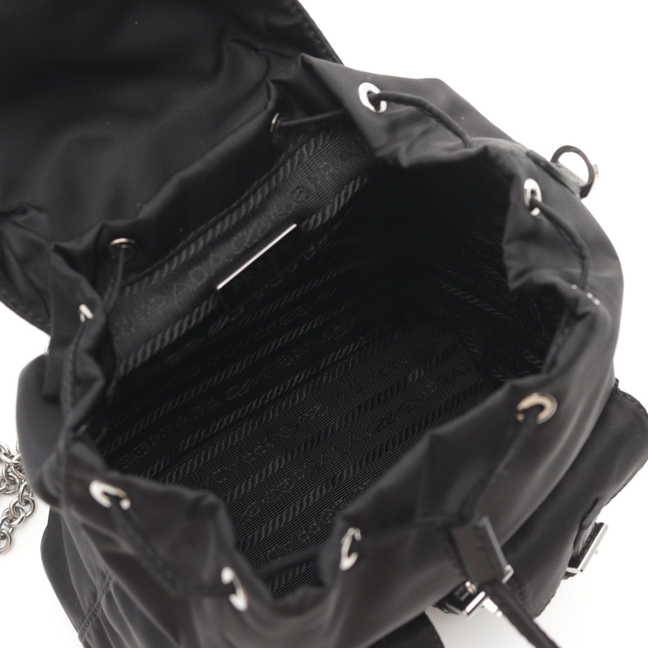 Prada Prada Re-Nylon Chain Shoulder Bag Nylon Saffiano Leather Black Size ONE SIZE - 3 Thumbnail