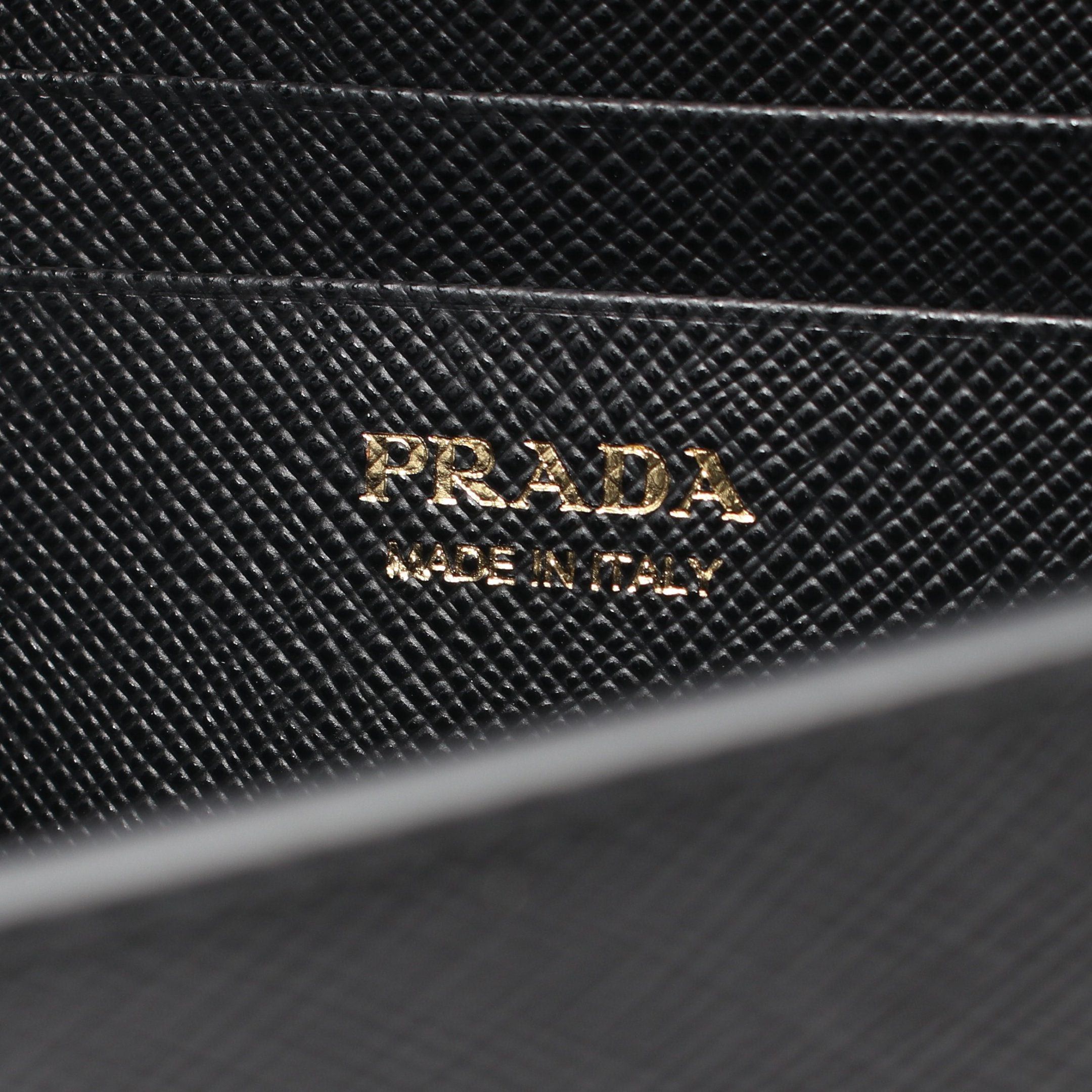 Prada Prada Triangle Logo Shoulder Wallet Saffiano Leather Black Size ONE SIZE - 4 Thumbnail