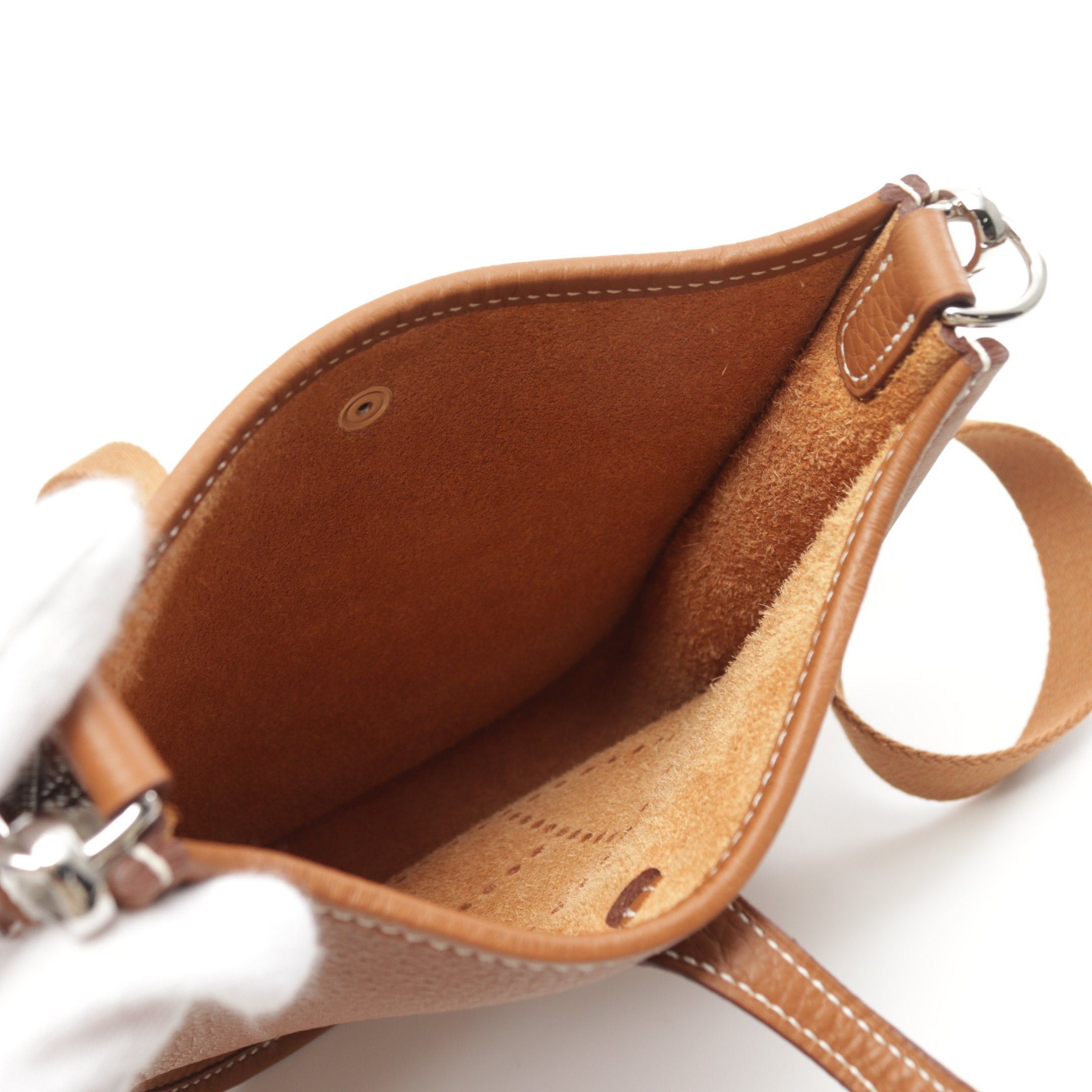 Hermes Hermes Evelyn Tpm Gold Shoulder Bag Clemence Leather Light Brown Silver Hardware Double Engraved Size ONE SIZE - 3 Thumbnail