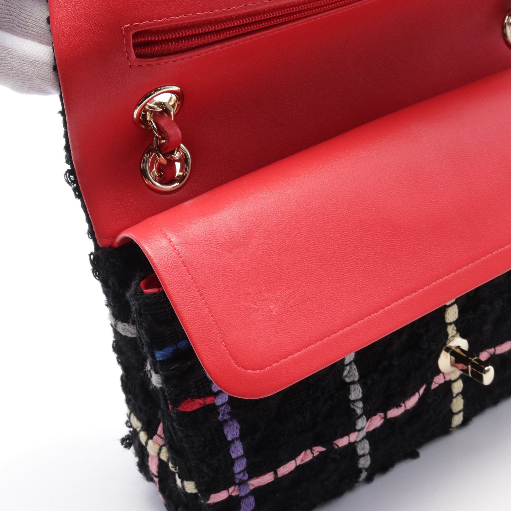 Chanel Chanel Matelasse Double Flap Chain Shoulder Bag Tweed Black Multicolor Gold Hardware Size ONE SIZE - 6 Thumbnail