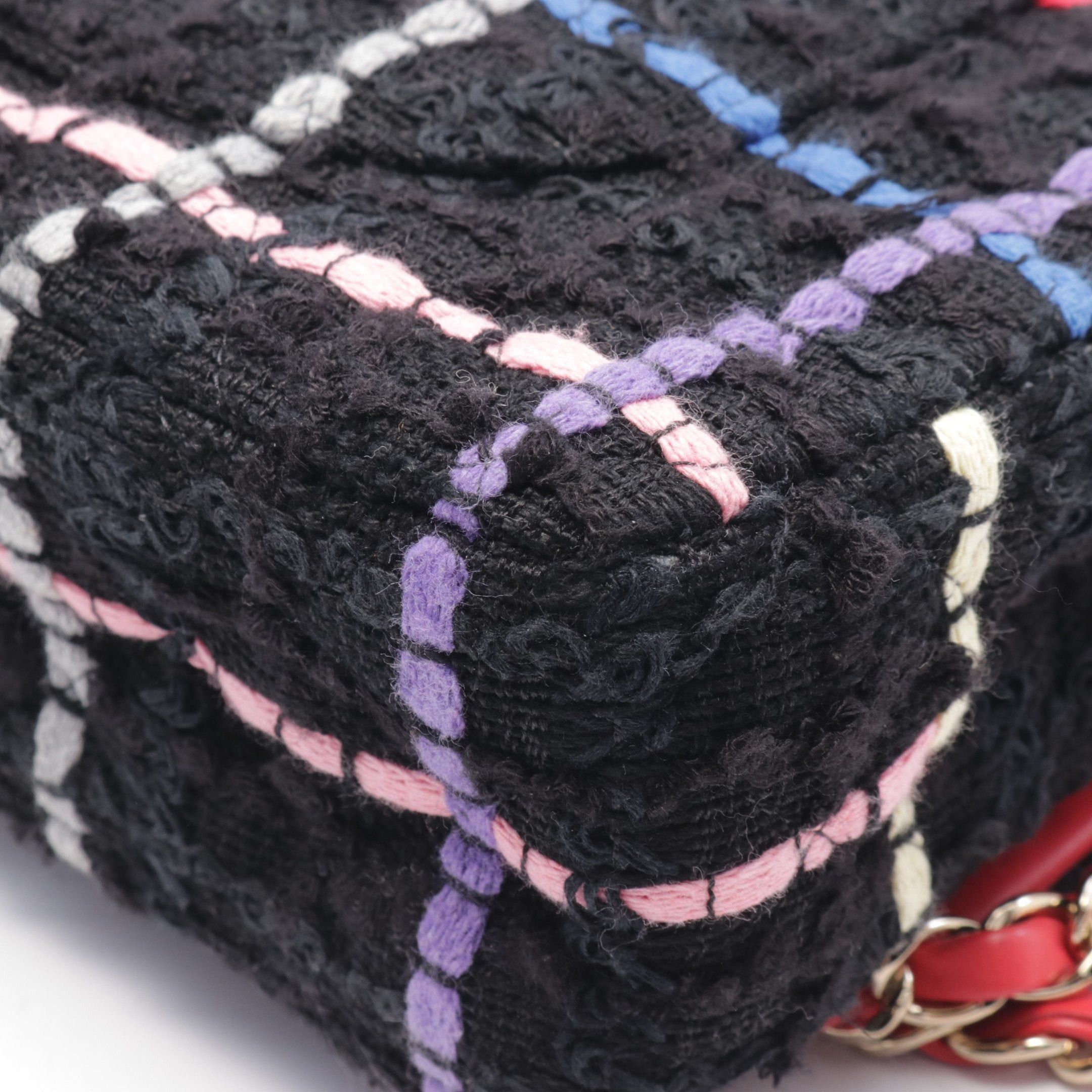 Chanel Chanel Matelasse Double Flap Chain Shoulder Bag Tweed Black Multicolor Gold Hardware Size ONE SIZE - 8 Thumbnail