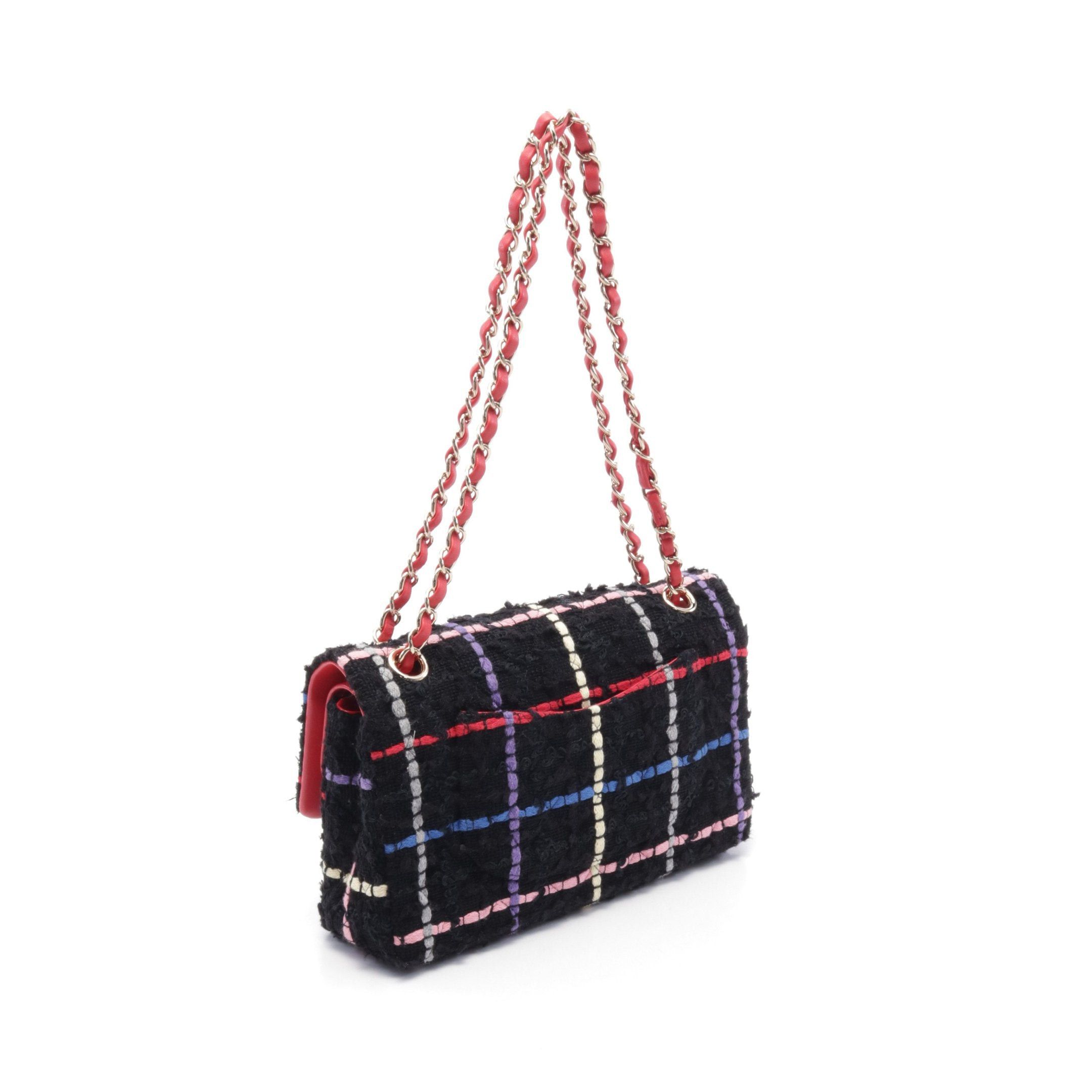 Chanel Chanel Matelasse Double Flap Chain Shoulder Bag Tweed Black Multicolor Gold Hardware Size ONE SIZE - 2 Thumbnail