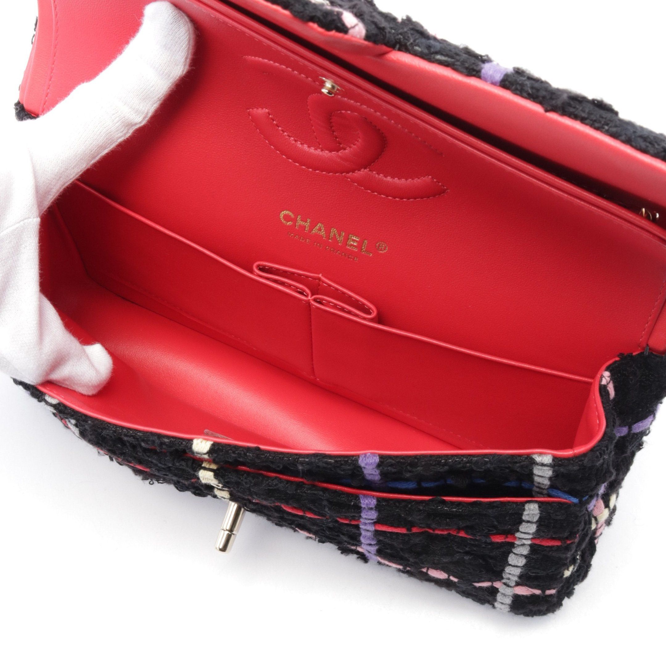 Chanel Chanel Matelasse Double Flap Chain Shoulder Bag Tweed Black Multicolor Gold Hardware Size ONE SIZE - 3 Thumbnail
