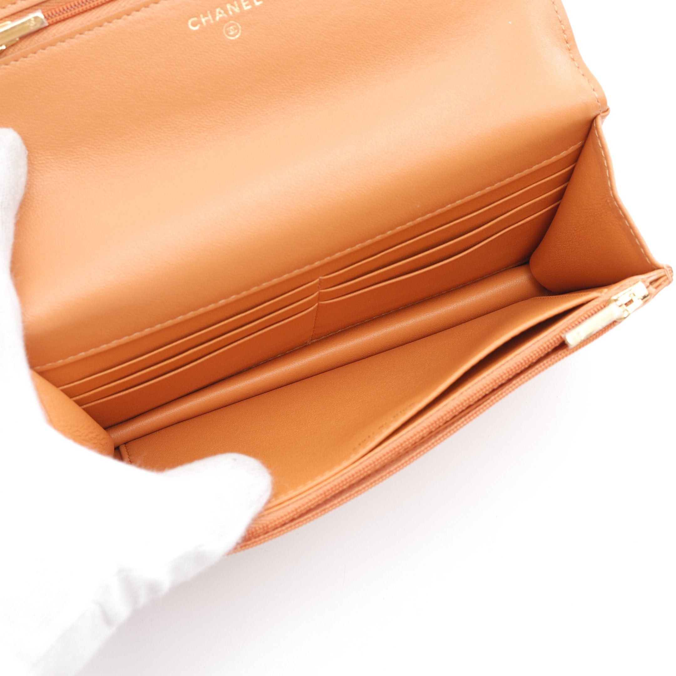 Chanel Chanel Matelasse Chain Wallet Lambskin Orange Gold Hardware Size ONE SIZE - 3 Thumbnail
