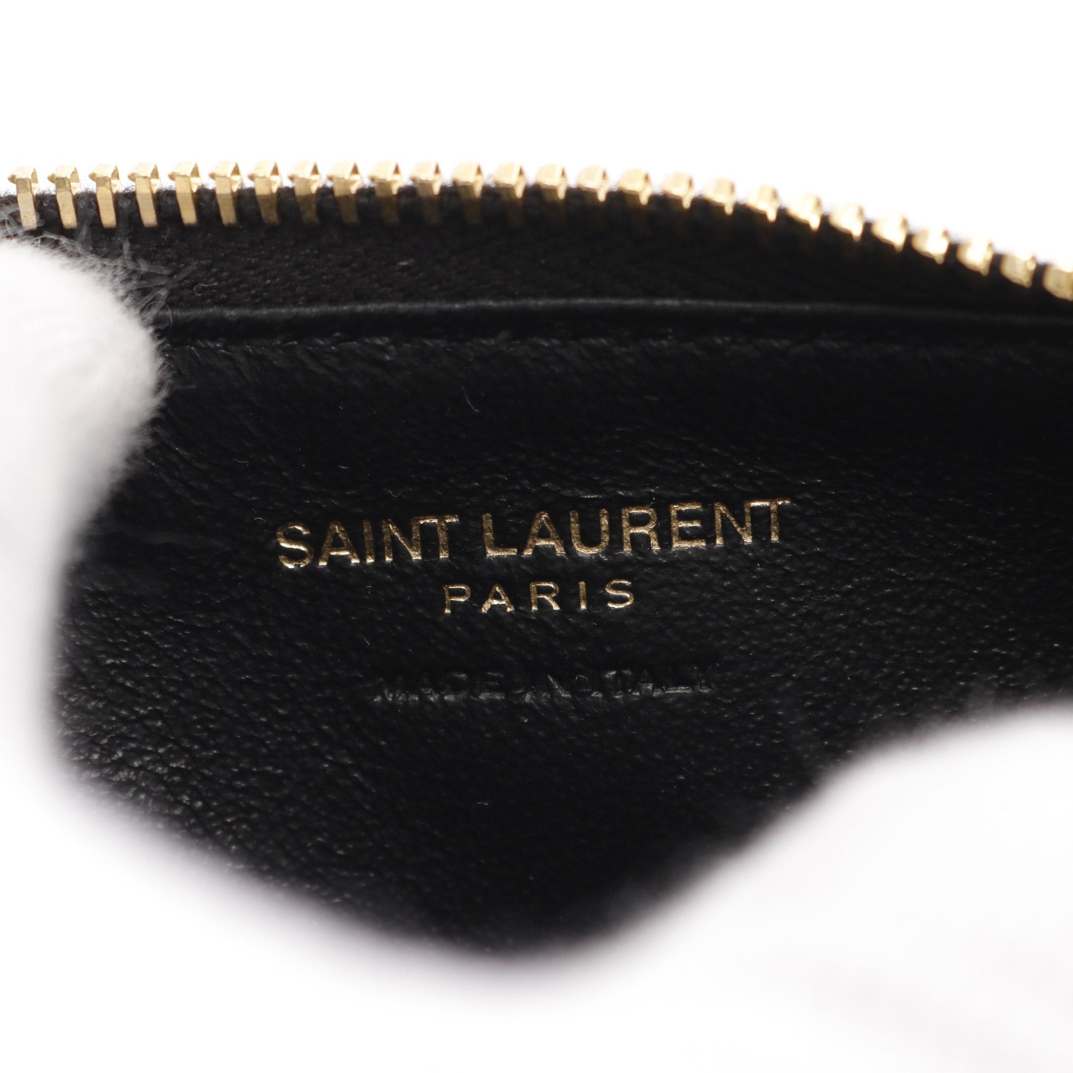 Yves Saint Laurent Yves Saint Laurent Monogram Fragment Zip Card Case Coin Purse Leather Black Size ONE SIZE - 4 Thumbnail