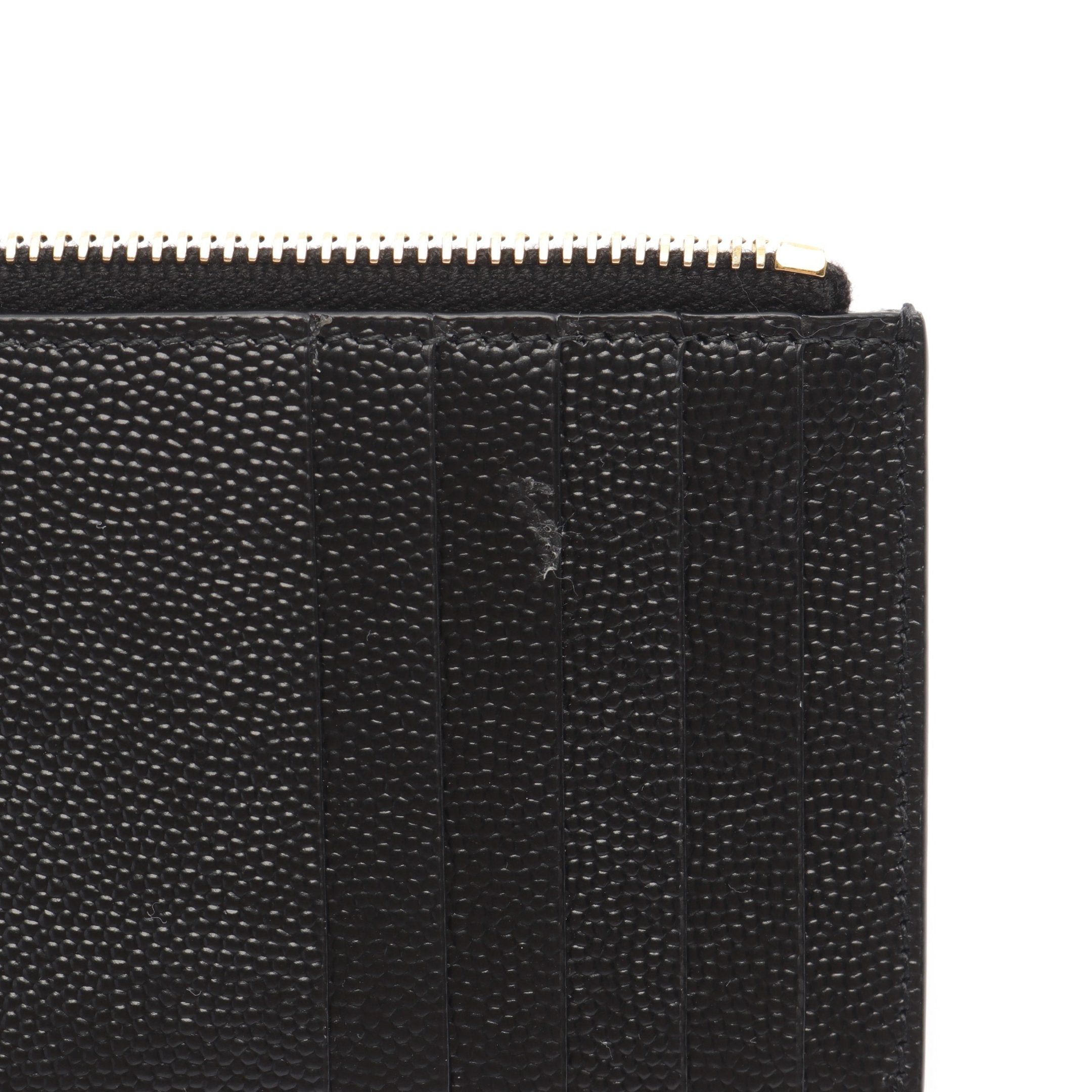 Yves Saint Laurent Yves Saint Laurent Monogram Fragment Zip Card Case Coin Purse Leather Black Size ONE SIZE - 5 Thumbnail
