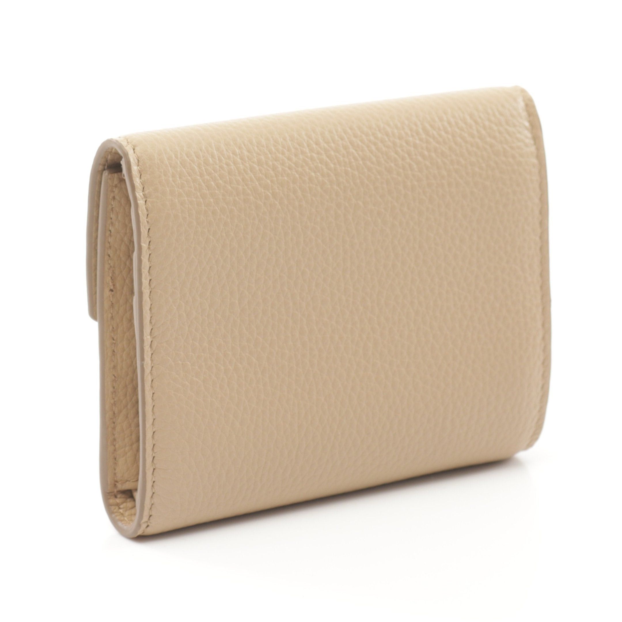 Miu Miu Miu Miu Vit Daino Square Trifold Wallet Leather Beige Size ONE SIZE - 2 Thumbnail