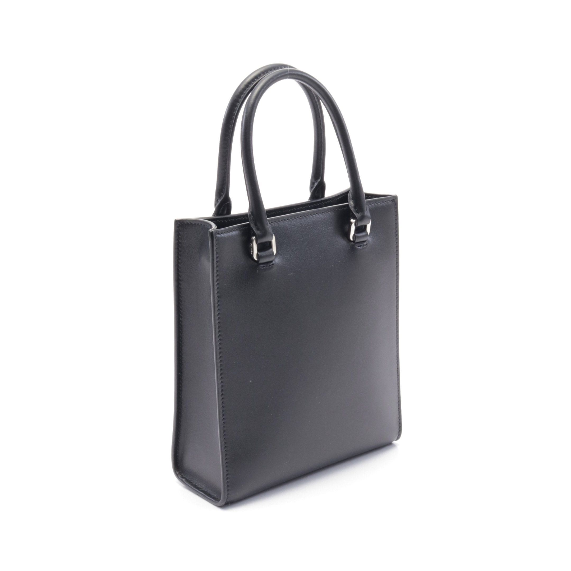 Prada Prada Soft Calf Handbag Leather Black Embossed Logo Size ONE SIZE - 2 Thumbnail